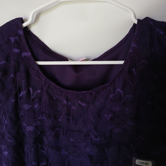 Isaac Mizrahi Lace Womens Top Size L Color Purple - Picture 4 of 10